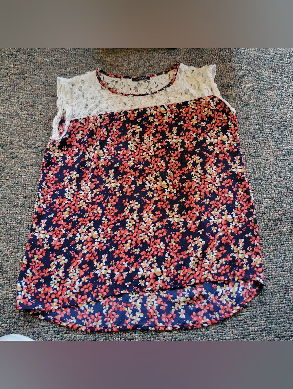 🔥🛑5/$20 Papermoon Navy Floral Lace Yoke Blouse
